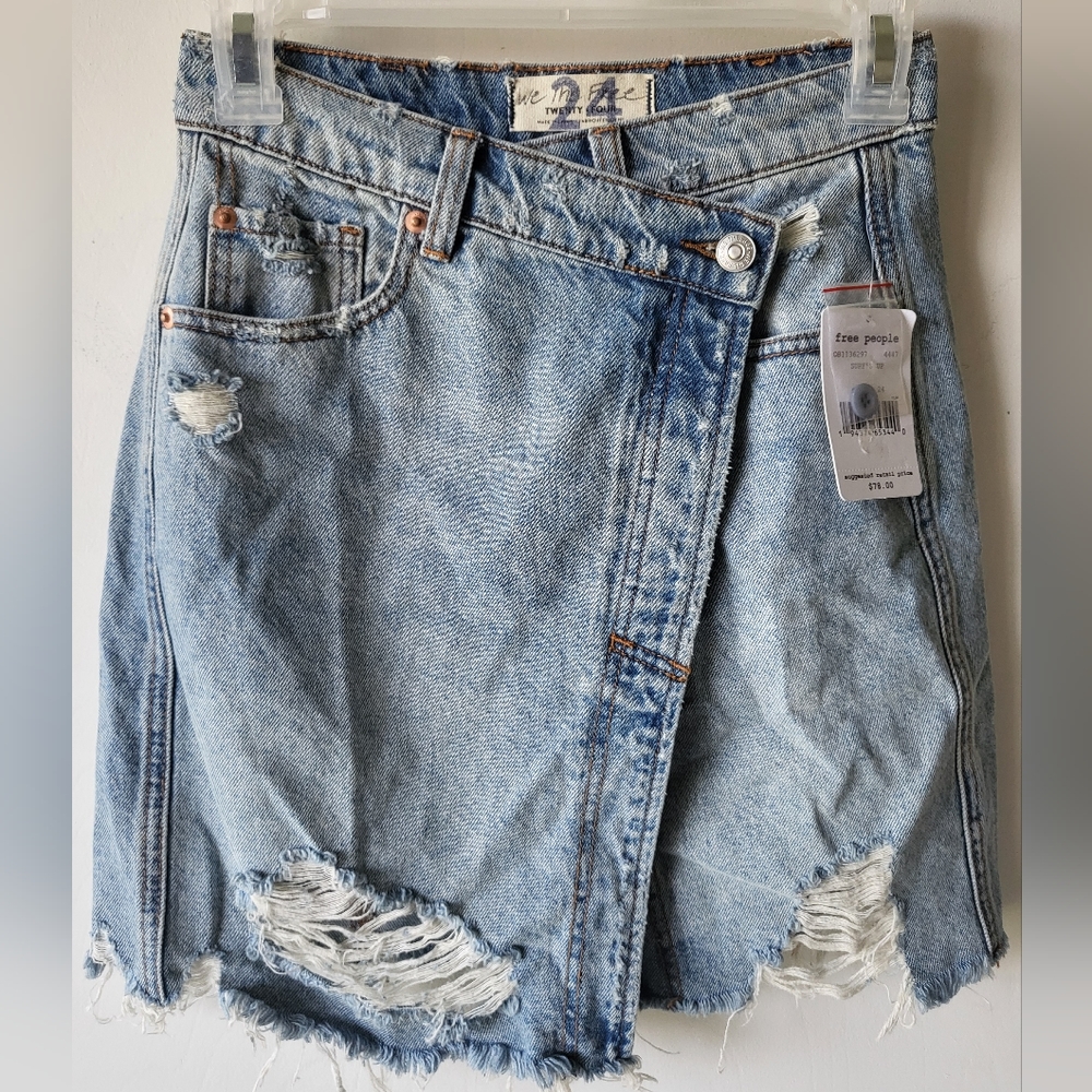 Free People Parker Denim Wrap Skirt Size 24